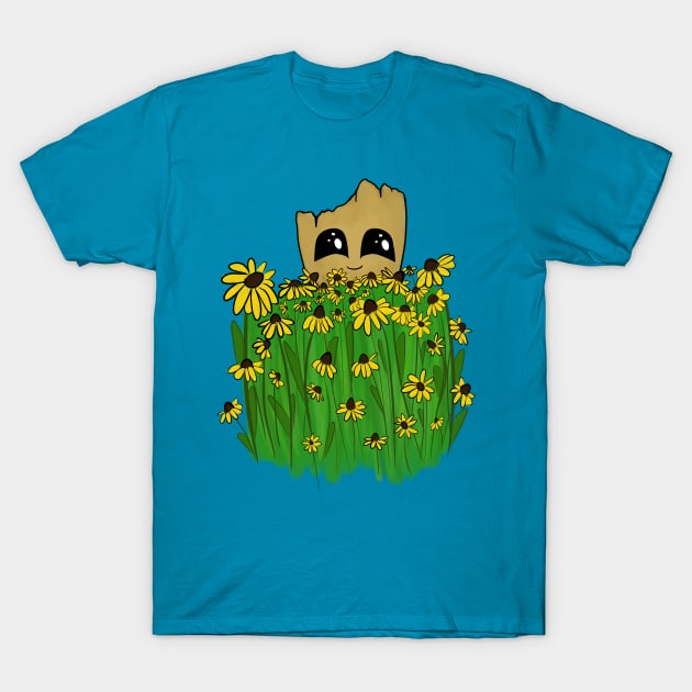 Groot and the Black-Eyed Susans T-Shirt by kktibbs